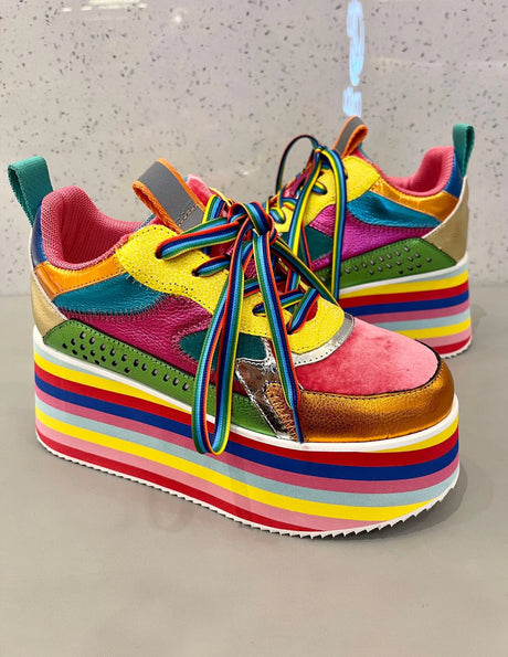 Rosie's Rainbow Sneakers Chunky Platform Shoes