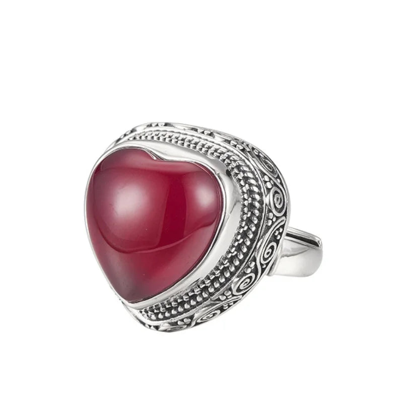 Intuitive Sage S925 Sterling Silver Ring Heart-shaped Corundum