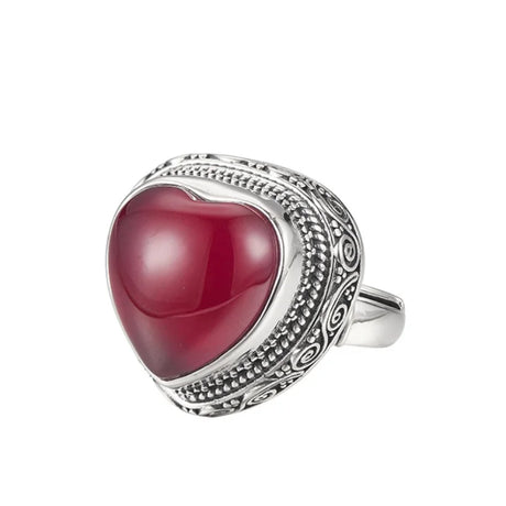 Intuitive Sage S925 Sterling Silver Ring Heart-shaped Corundum