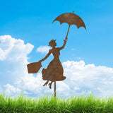 Rusty Metal Mary Poppins Garden Decor
