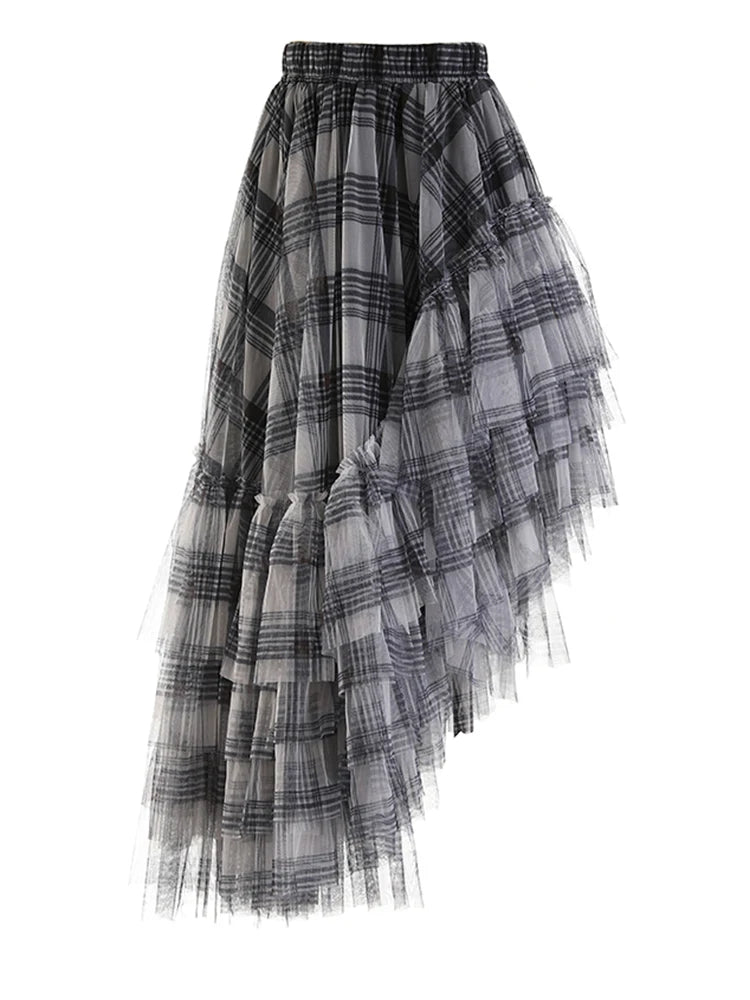 Curious Plaid Ruffle Skirt