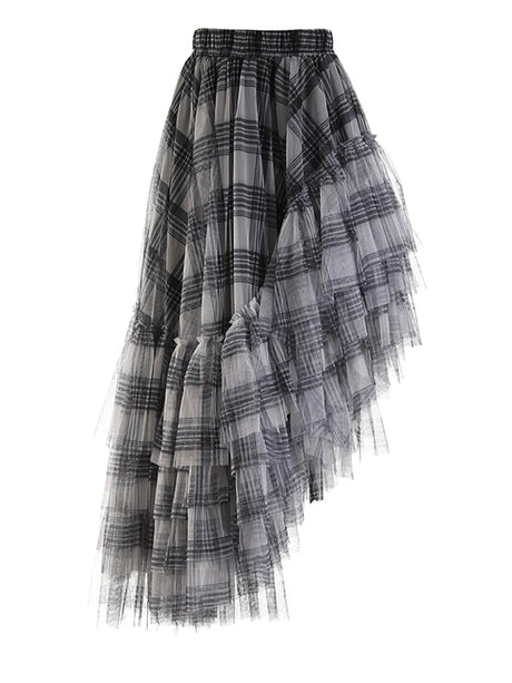 Curious Plaid Ruffle Skirt
