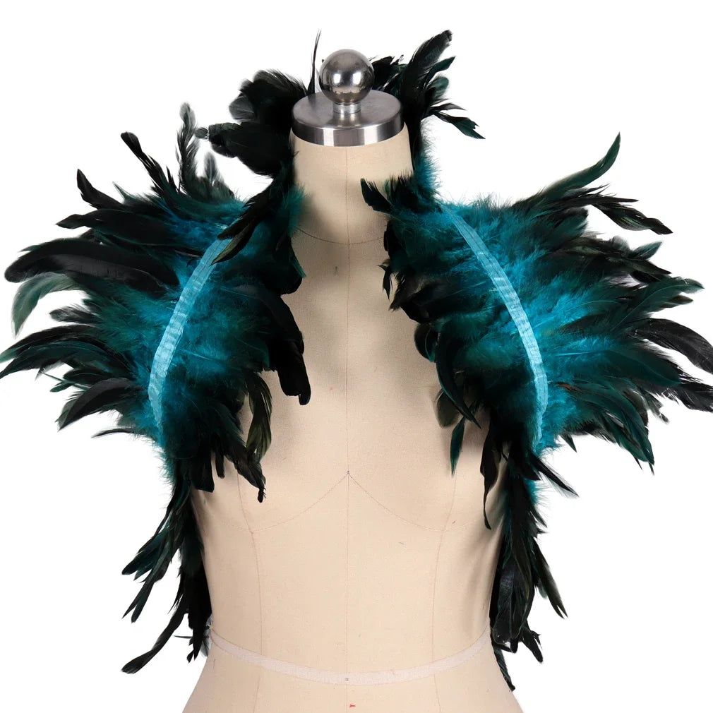 Feather Shoulder Epaulettes Festival Rave Wear