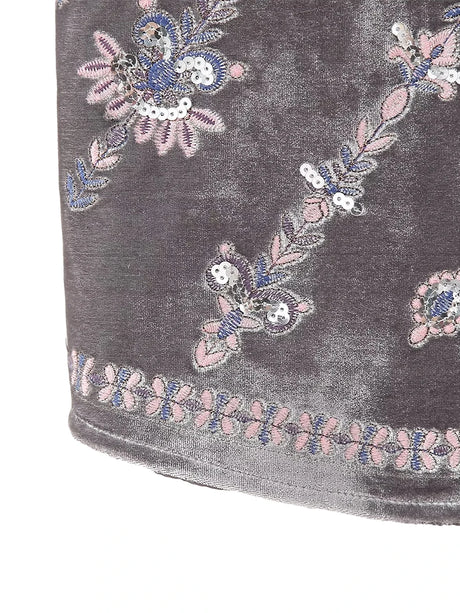 Janet's Floral Embroidered Velvet Vest Waistcoat