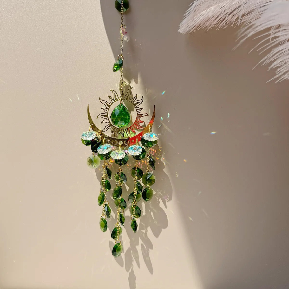 Flaming Sun Crystal Sun Catcher Hanging Decor