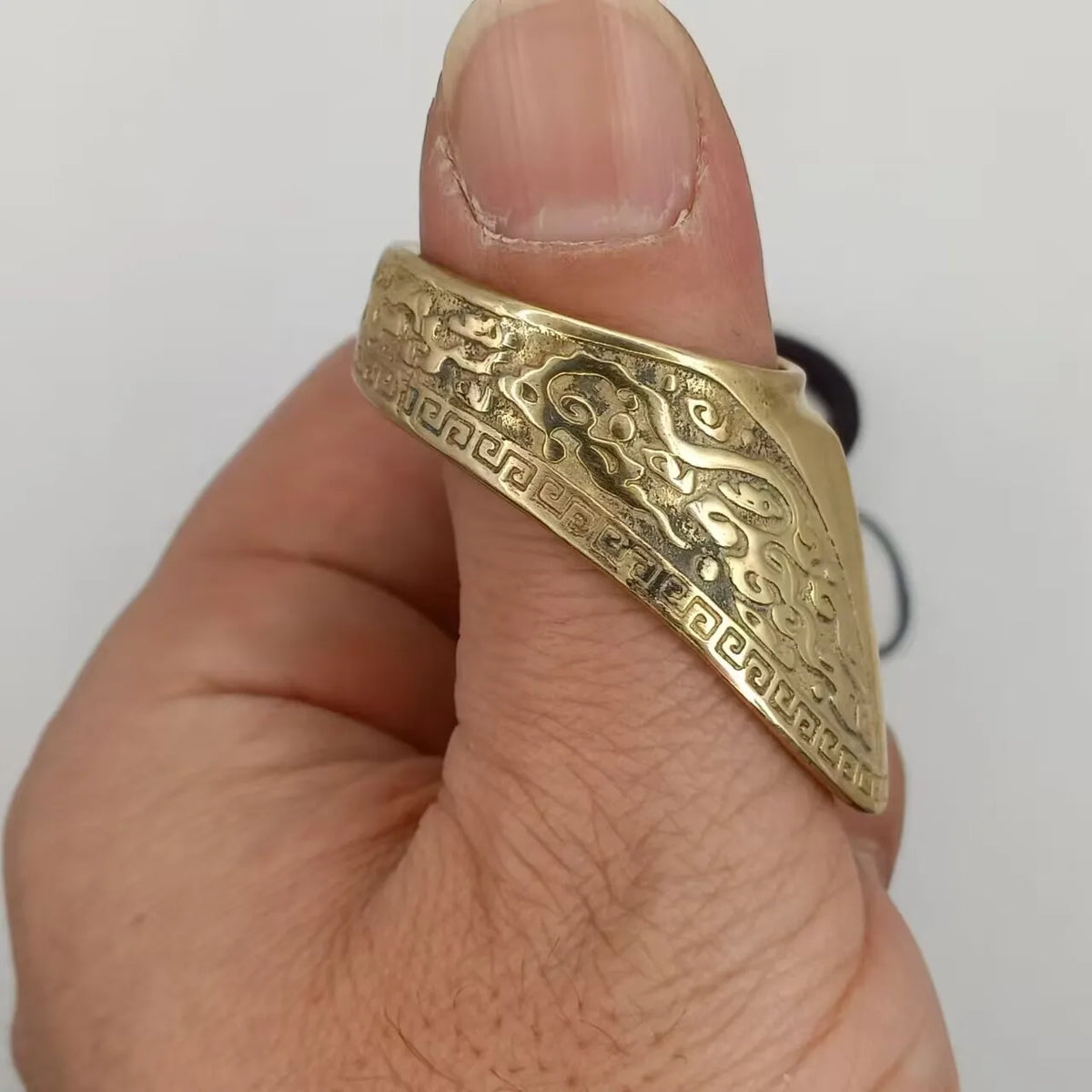 Engraved Archery Thumb Ring Tibetan Silver Banzhi Archery Gear
