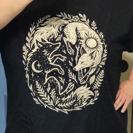 Fox Yin Yang Sun Moon T-shirt Mystical Animal Naturecore Tee Dark Academia