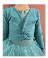 Plush Girls Ballet Wrap Tops Long Sleeve Dance Warm Up Sweater