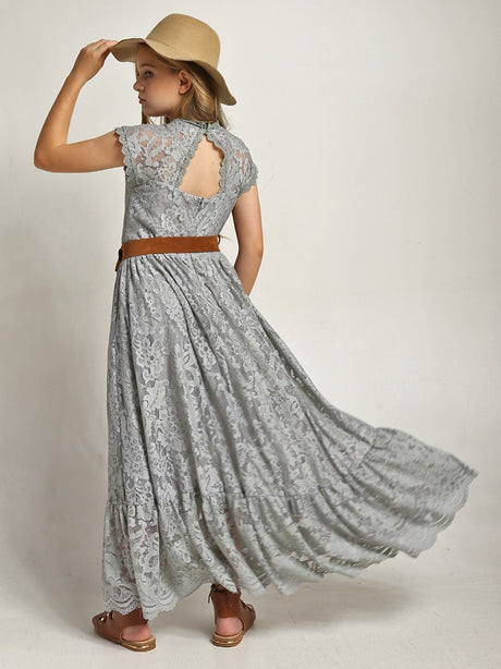 Girls Maxi Lace Chiffon Photoshoot Dresses For 3-15 Years
