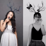 Forest Goddess Headwear Antler Deer Flower Crown Headbands Long Branches Photo Shoot Props
