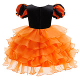 Orange Witch Halloween Cosplay Tiered Cake Dress