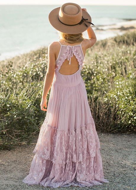 Girls Maxi Lace Chiffon Photoshoot Dresses For 3-15 Years