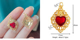 Red and Gold Sacred Heart Charms 18K Gold Plated for Jewellery Making