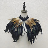 Gothic Feather Shawl Neck Collar Crow Costume Maleficent Cosplay