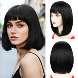 Synthetic Party Wigs Colourful Rainbow Bob with Bangs Hairstyle Halloween Cosplay