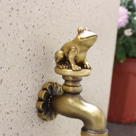 Bronzed Frog Tap Rainbow Resin Statue Garden Decor