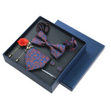 Men's 8pcs Tie Set Wedding Cravat Silk Bowtie Pocket Square Cufflinks Brooch Box Set Gifts For Men