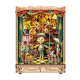 Puppet Theatre DIY Wooden Book Nook Miniatures Kits Bookshelf Decor Crafts