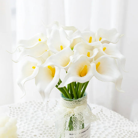 10PCS Calla Lily Bouque Artificial Flowers Mother's Day Easter Wedding Party Home Room Table Decoration