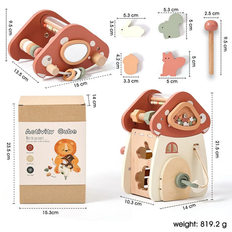 Mushroom Busy Box Baby Montessori Musical Wooden Toys Educational Percussion Toys