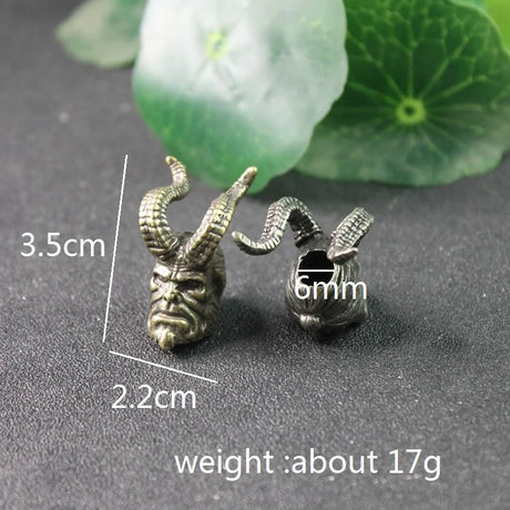 Horn Hellboy Brass Paracord Beads Lanyard Dreadlock Beard Bead