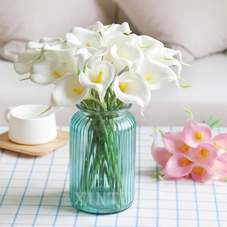 10PCS Calla Lily Bouque Artificial Flowers Mother's Day Easter Wedding Party Home Room Table Decoration
