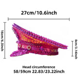 Fabulously Pink Rhinestone Festival Captain Hat Military Cap