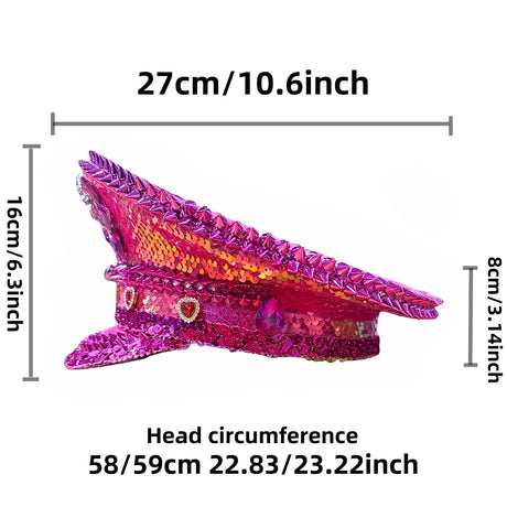 Fabulously Pink Rhinestone Festival Captain Hat Military Cap