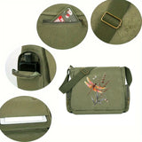 Flowers and Dragonfly Print Canvas Shoulder Bag Crossbody Messenger Bag