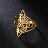 Witch Knot Ring Stainless Steel Celtic Quaternary Witchcraft Amulet Ring
