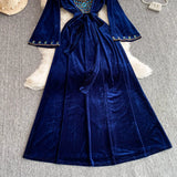 Royal Peacock Velvet Dress