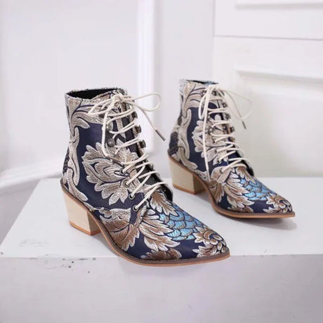 Marie Antoinette Handmade Embroidered Ankle Boots