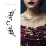 Crescent Branch and Leaf Temporary Tattoo