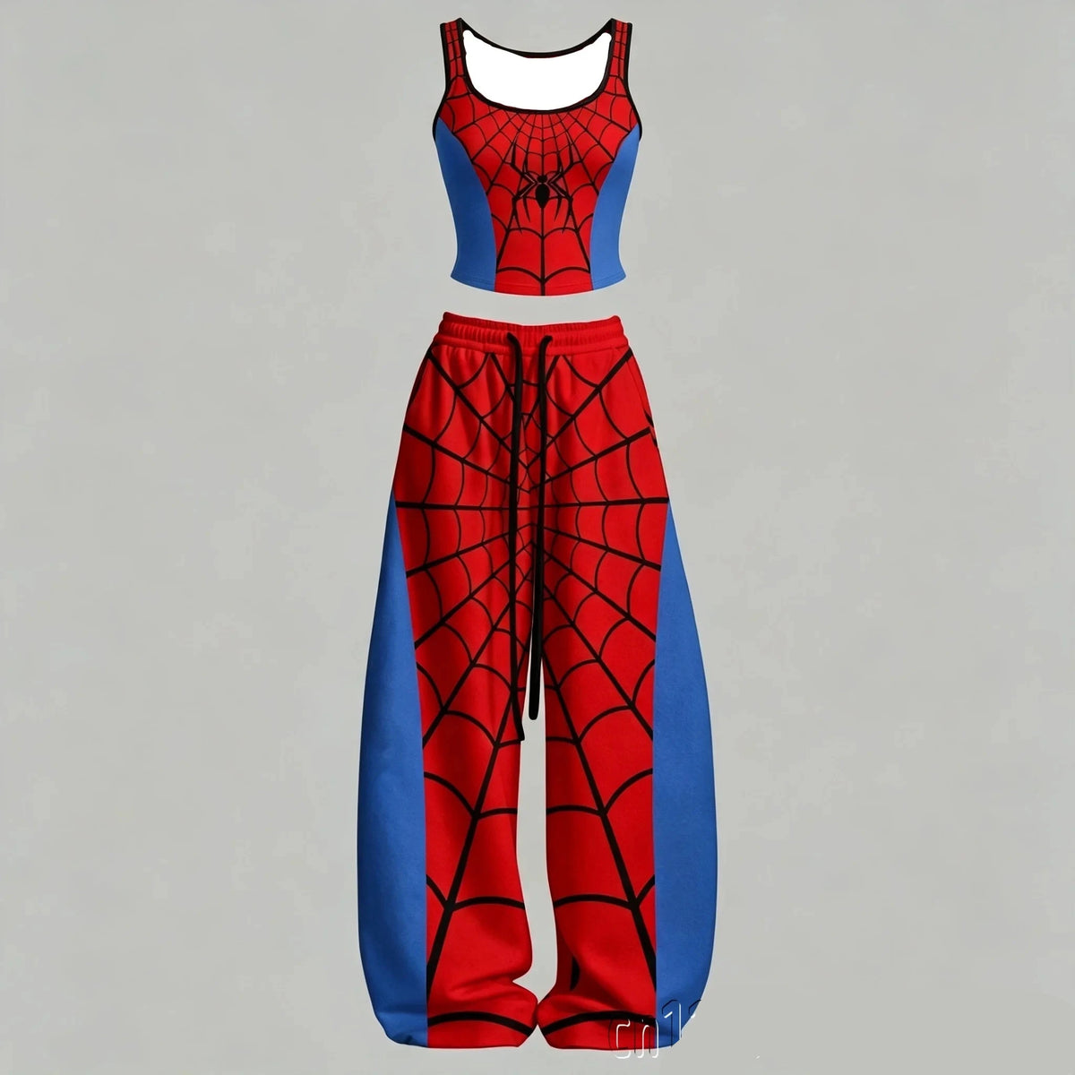 Spiderman Two-Piece Tracksuit Crop Tank Top And Wide Leg Pants Dance Wear