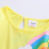 Girls' Long Sleeve Unicorn Dress Two Pockets Rainbow Sleeves