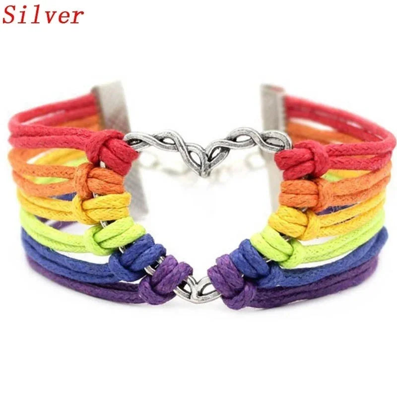 Rainbow Pride Love Heart Bracelets