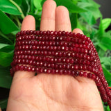 Red Chalcedony Natural Faceted Rondelle Stone Beads for DIY Jewellery Making