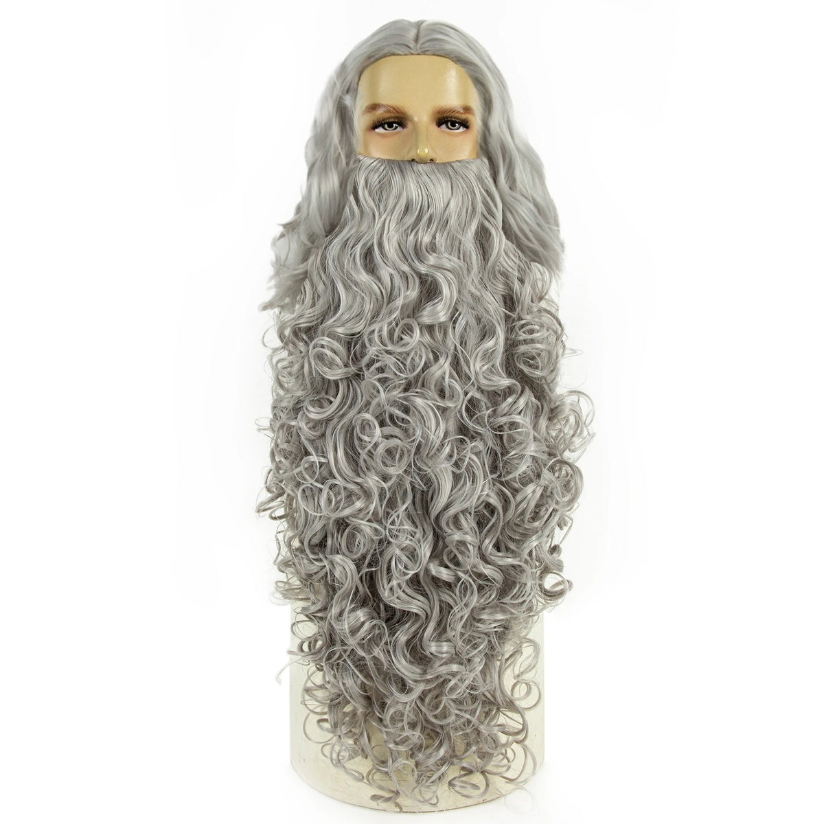 Wizard Santa Claus Long Curly Beard Wigs,Eyebrows Moustache Synthetic Wig Costume Old Men