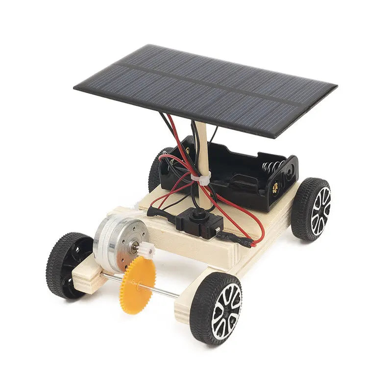 DIY Kids Wooden Solar Car Model Kit Toy Science Experimental Education Games