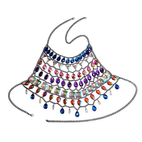 Gem Patchwork Festival Halter Tops Party Crop Top