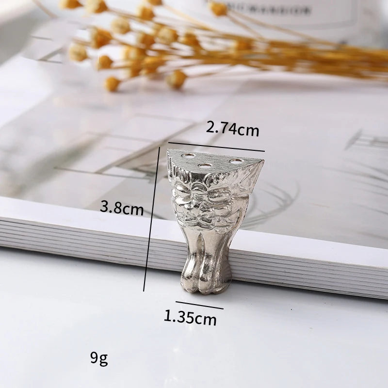 4Pcs Antique Wood Box Feet Leg Corner Protector Jewelry Gift Box Decorative Feet Metal Corner Bracket For Furniture Hardware