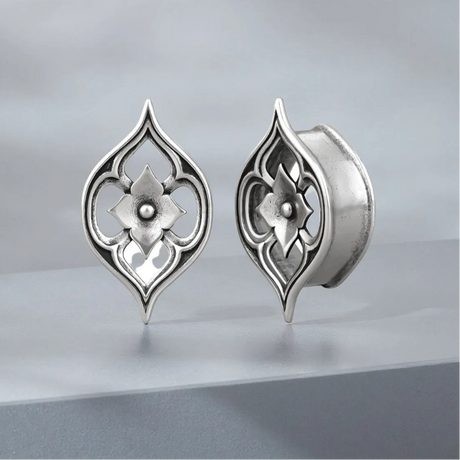 Lotus Flower Ear Tunnel Plugs Gauges Hollow Ear Stretchers Expanders Piercing Jewellery for Stretched Ears
