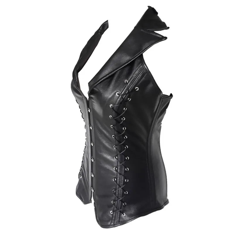 Vampira Draven's Lace-Up Steel Boned PU Corset