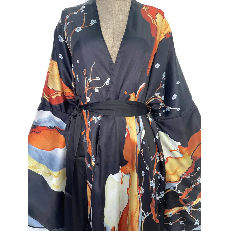 Ally's Bohemian Belted Kimono Wrap Dress