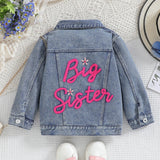 Cousin Crew and Sisters Letter Printed Denim Jackets for Girls
