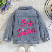 Cousin Crew and Sisters Letter Printed Denim Jackets for Girls