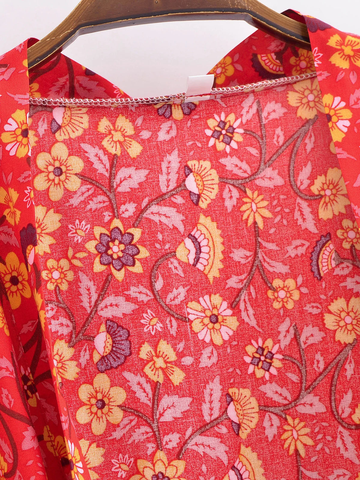 Red Flower Boho Cover Up Kimono