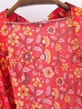 Red Flower Boho Cover Up Kimono