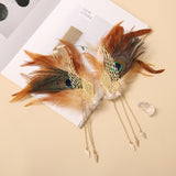 Pair of Peacock Hair Wings Hairpin Clips