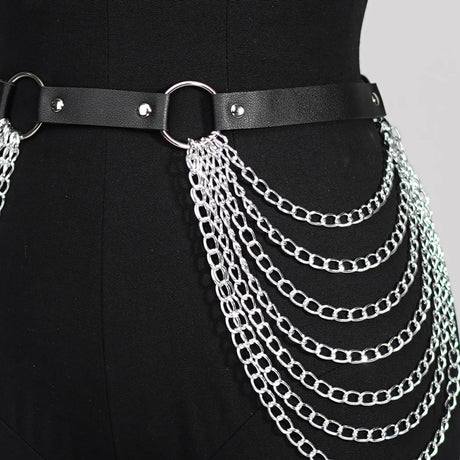 Rib Cage Harness Chest Body Harness Gothic Punk Faux Leather & Chains